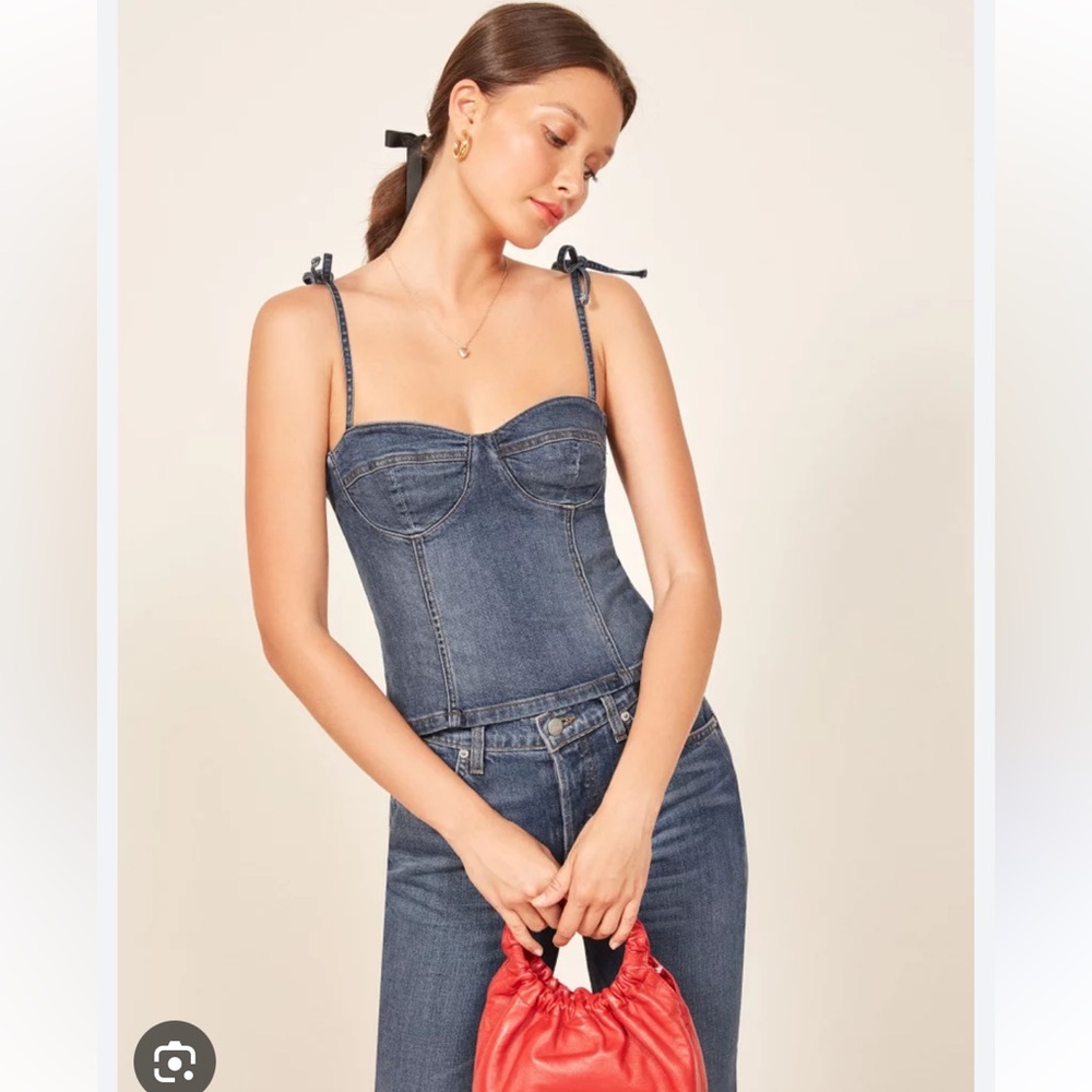 Reformation Blue Bustier Camisole Top